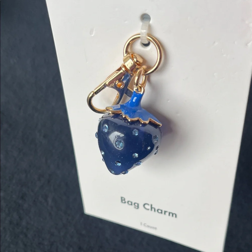 NWT Kate Spade Blue Strawberry Bag Charm Keychain